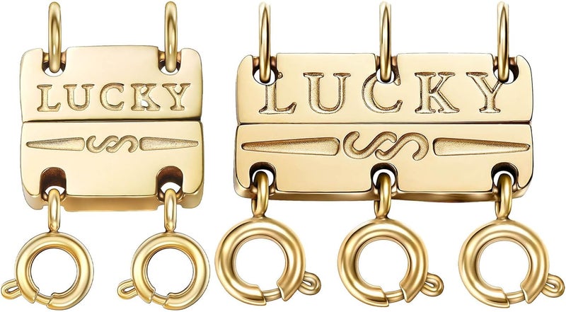 Qulltk Lucky Necklace Separator for Layering Strong Magnetic Clasps, 14K Gold and Silver Multiple Necklace Clasps for Layered Look - Image 1